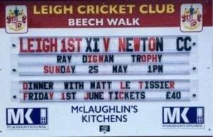 tamperproof and weatherproof chnageable fixture board for Leigh Cricket Club